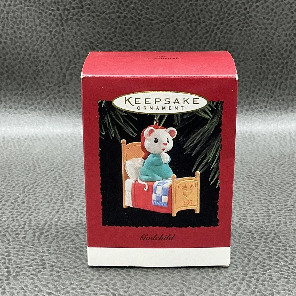Vintage 1996 Hallmark Keepsake Godchild Mouse Ornament Christmas W Box